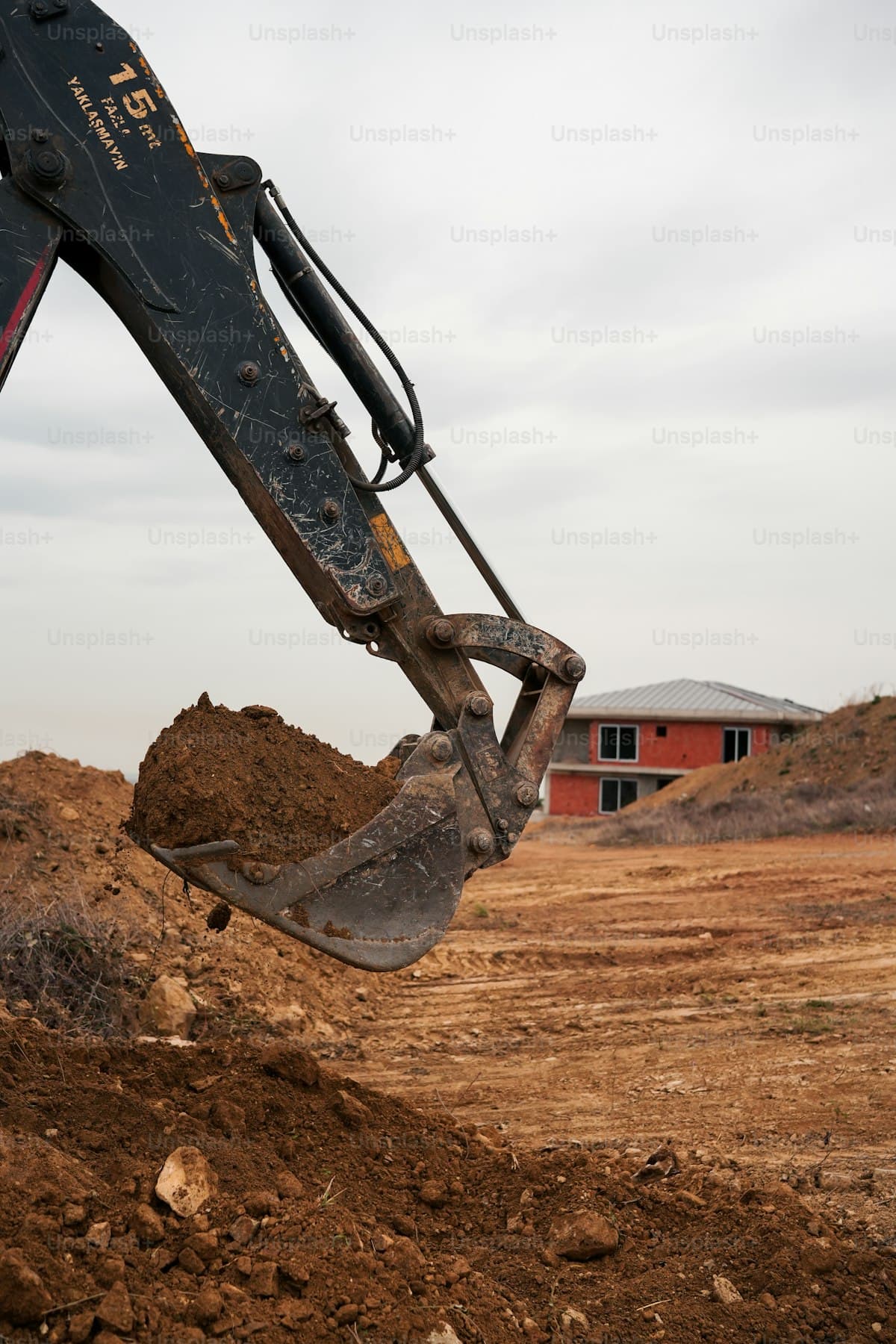 Excavator boom against the sky