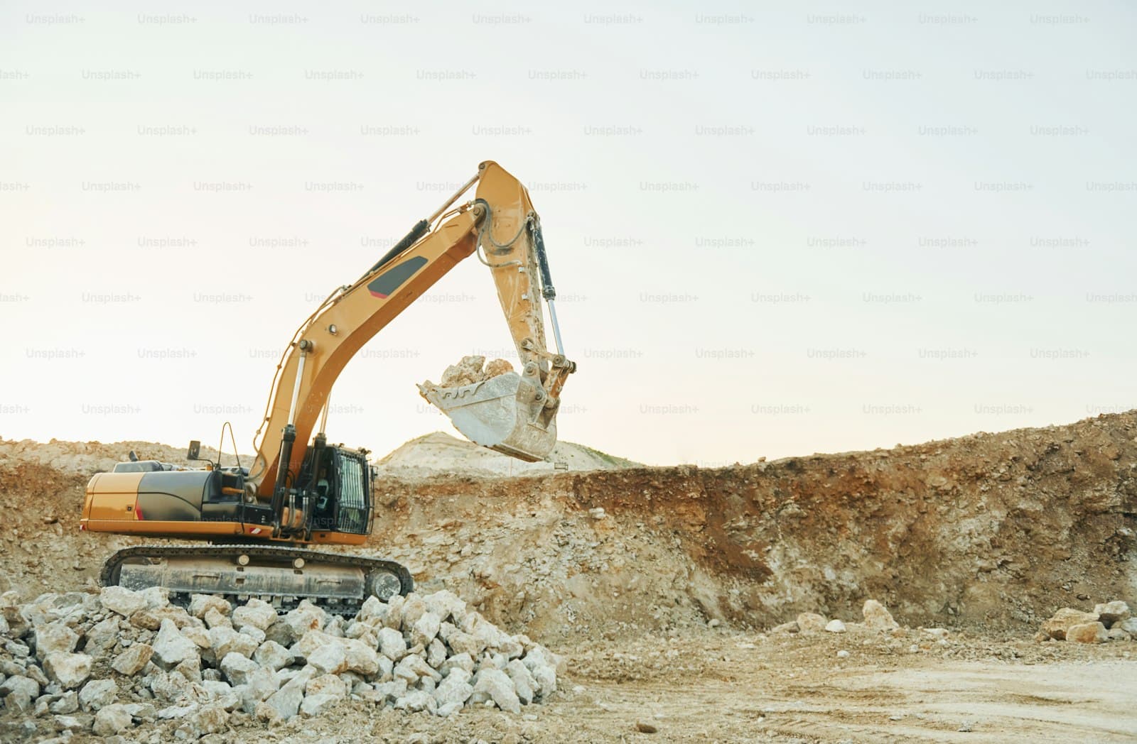 Loader working the borrow pit