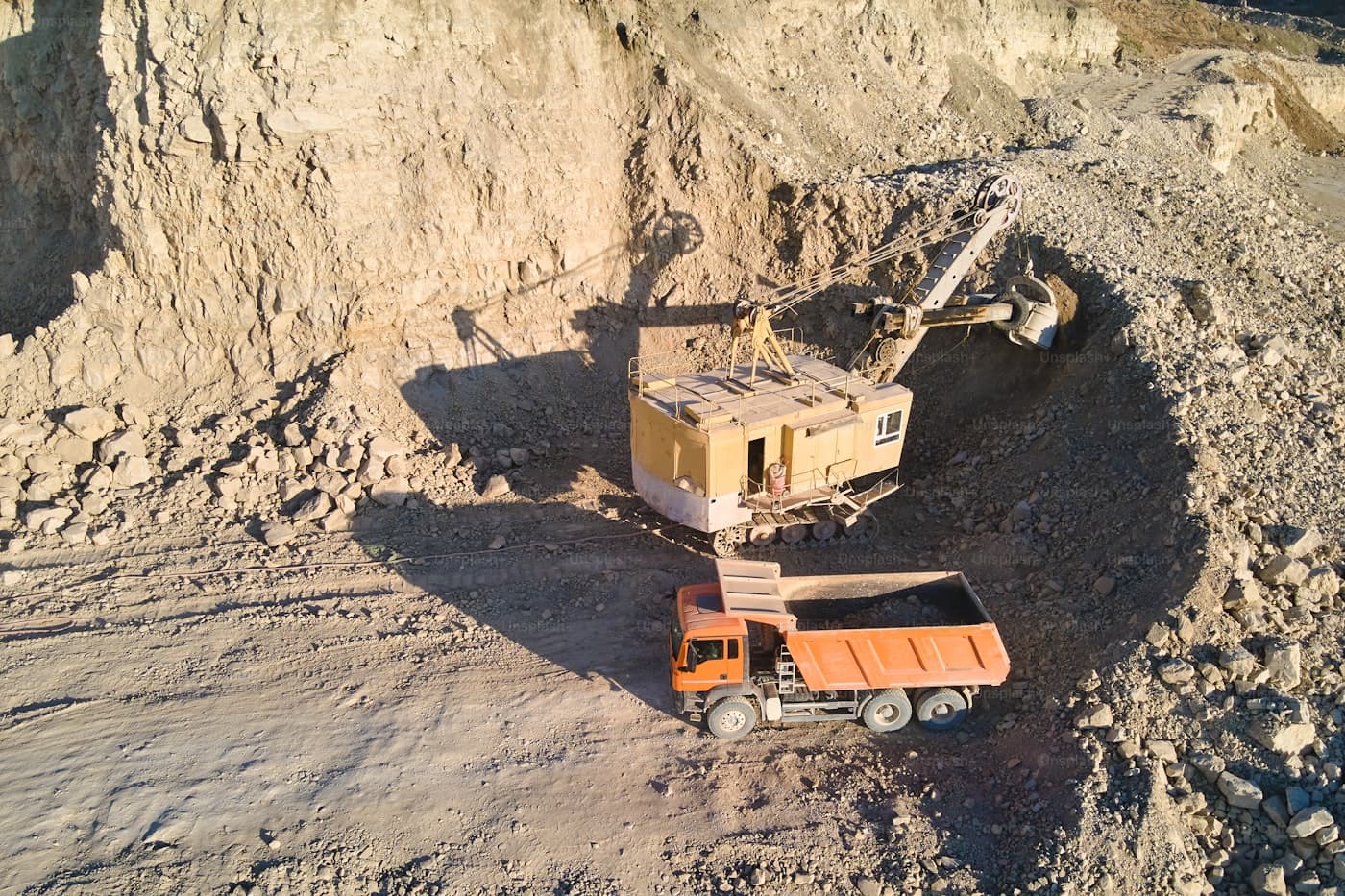 Aerial view of an open excavation site